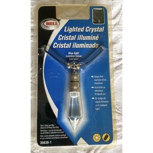 Vtg Bell Lighted Crystal Blue LED Hanging Pendant Rearview Mirror Car Accessory